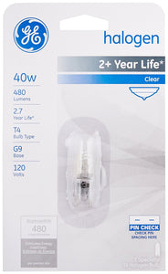 GE Lighting 16755 Single-Ended G9 Base T4 Quartz Halogen Bulb, 40W, 120V