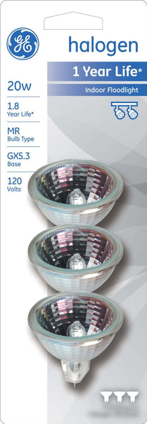 GE Lighting 85289 Track & Recessed MR16 Halogen Floodlight, 20W, 12V, 3-Pack