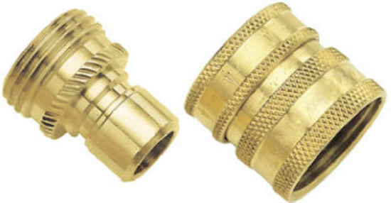 Green Thumb 30024 Quick Connector Set, 1 Male & 1 Female, Brass