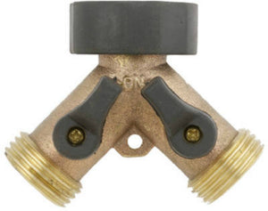 Green Thumb 13GT Hose To Faucet Y-Connector, 2-Way, Brass