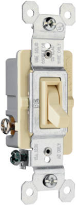 Pass & Seymour 663IGTU TradeMaster Grounding Toggle Switch, 15A, Ivory