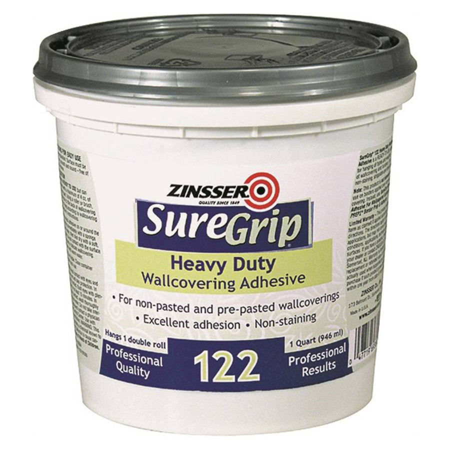 Zinsser 69384 SureGrip 122 H-Duty Clear Strippable Wallcovering Adhesive, 1-Qt