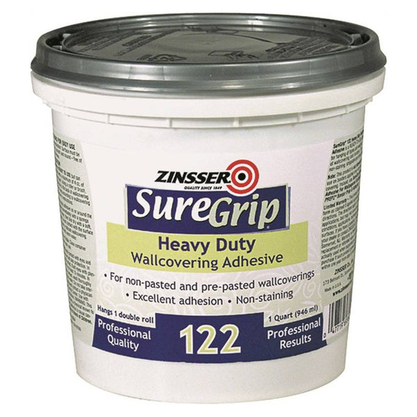 Zinsser 69384 SureGrip 122 H-Duty Clear Strippable Wallcovering Adhesive, 1-Qt