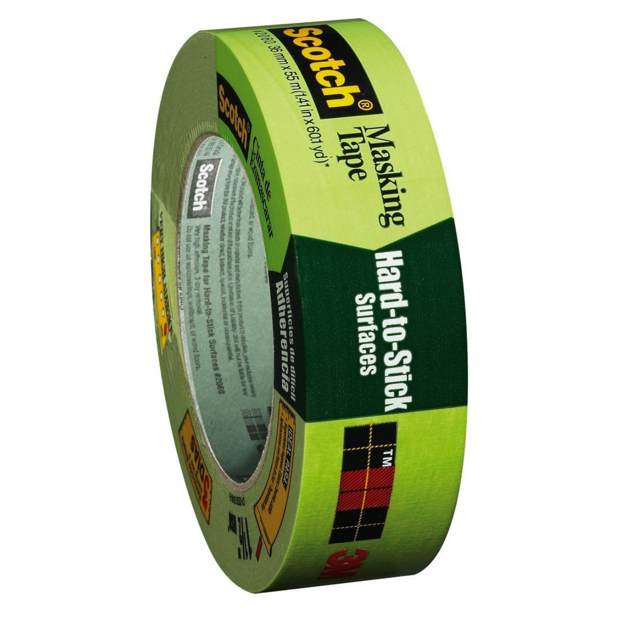 Scotch 2060-36A Masking Tape for Hard-to-Stick Surfaces, 1.41" x 60.1 Yd, Green
