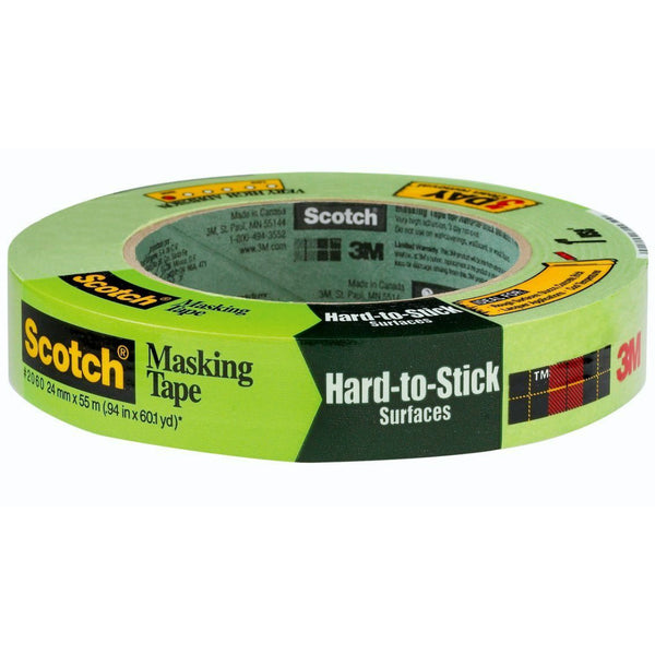 Scotch 2060-24A Masking Tape for Hard-to-Stick Surfaces, 0.94" x 60.1 Yd, Green