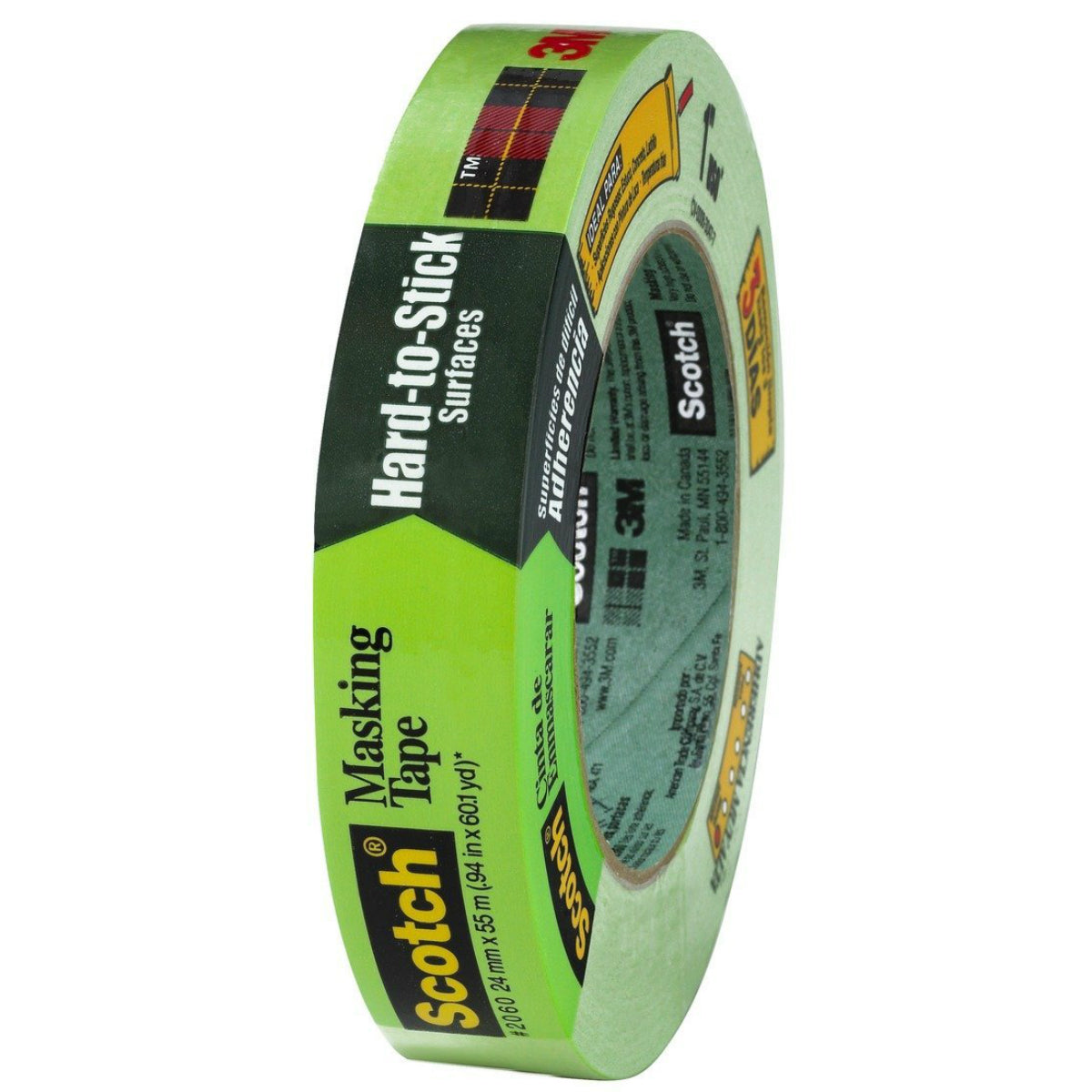 Scotch 2060-24A Masking Tape for Hard-to-Stick Surfaces, 0.94" x 60.1 Yd, Green
