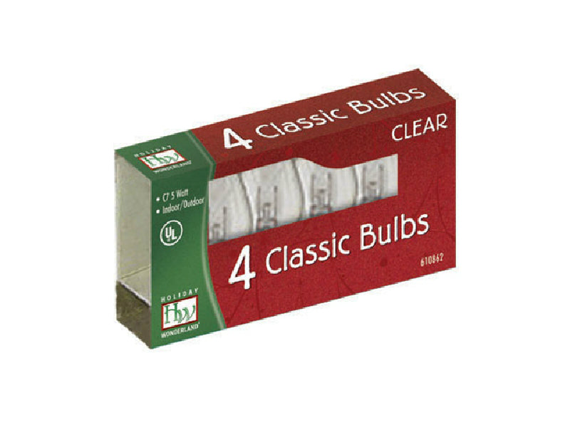 Holiday Wonderland 1047C-88 Xmas C7 Transparent Twinkle Bulbs, Clear