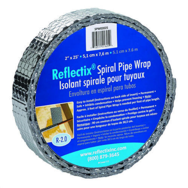 Reflectix® SPW0202506 Spiral Pipe Wrap Insulation, R-2.0, 2" x 25'