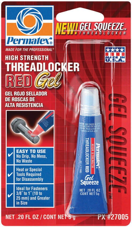 Permatex® 27005 Gel Squeeze™ High Strength Threadlocker RED Gel, 5 gram