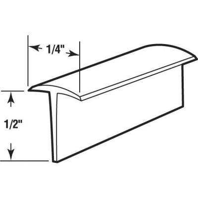 Slide-Co T-8680 Vinyl T-Shape Storm Door Bottom Sweep, 1/2" x 37", Gray