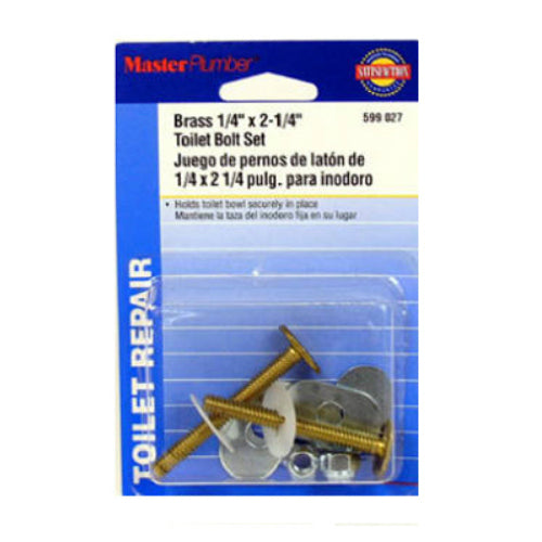 Master Plumber 599027 Solid Brass Toilet Bolt with Nuts, 2-Pack