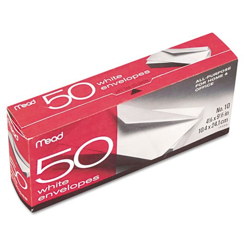 Mead® 75050 White Envelopes, #10, 4-1/8" x 9-1/2", 50-Pack