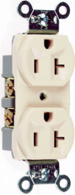 Pass & Seymour Heavy Duty Duplex Outlet, 20A, 125V, Light Almond