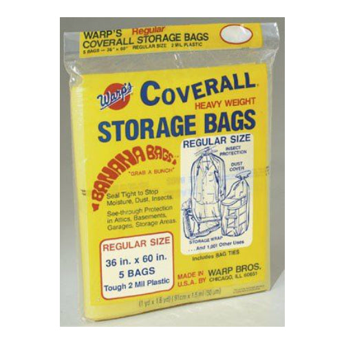 Warp's CB-36 Original Heavyweight Regular Storage Bags, 36" x 60", 5-Pack