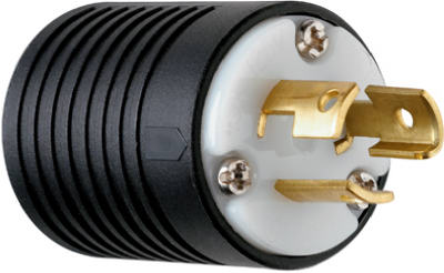 Pass & Seymour Turnlok Plug, 15A, 125V, Black & White