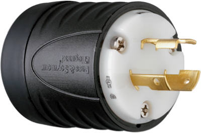 Pass & Seymour Turnlok Plug, 20A, 125V, Black & White