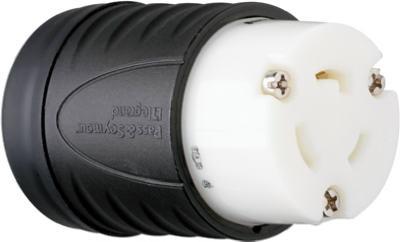 Pass & Seymour Turnlok Connector, 20A, 125V, Black & White