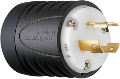 Pass & Seymour Turnlok Plug, 20A, 250V, Black & White