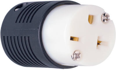 Pass & Seymour Heavy Duty Straight Blade Connector, 20A,  250V, Black & White