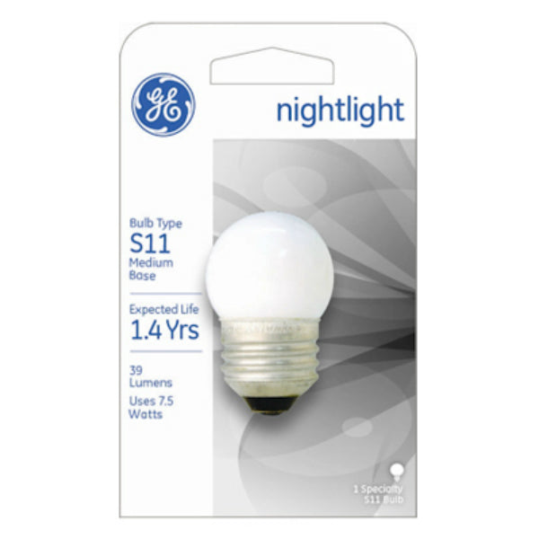 GE Lighting 41267 Incandescent S11 Nightlight Bulb, 7.5-Watt, Soft White