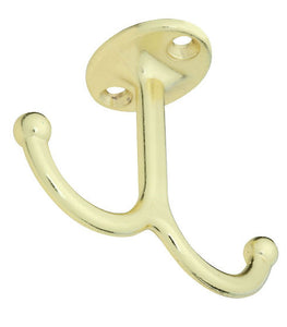 National Hardware® N245-811 Undershelf Coat Hook, Bright Brass, 2-Pack