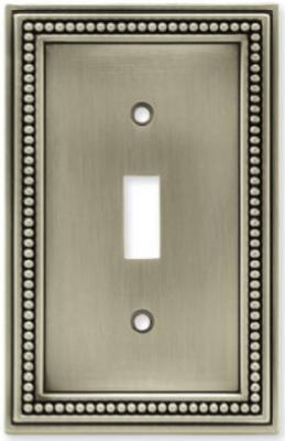 Brainerd 64905 Beaded Single Switch Plate, Brushed Satin Pewter
