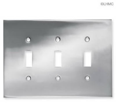 Brainerd 66899 Concave Triple Switch Wall Plate, Polished Chrome