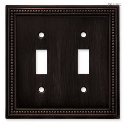 Brainerd 64409 Beaded Double Switch Wall Plate, Venetian Bronze