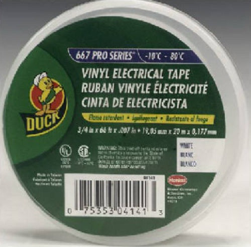 Duck 04141 Professional Electrical Tape, 3/4" x 66', White