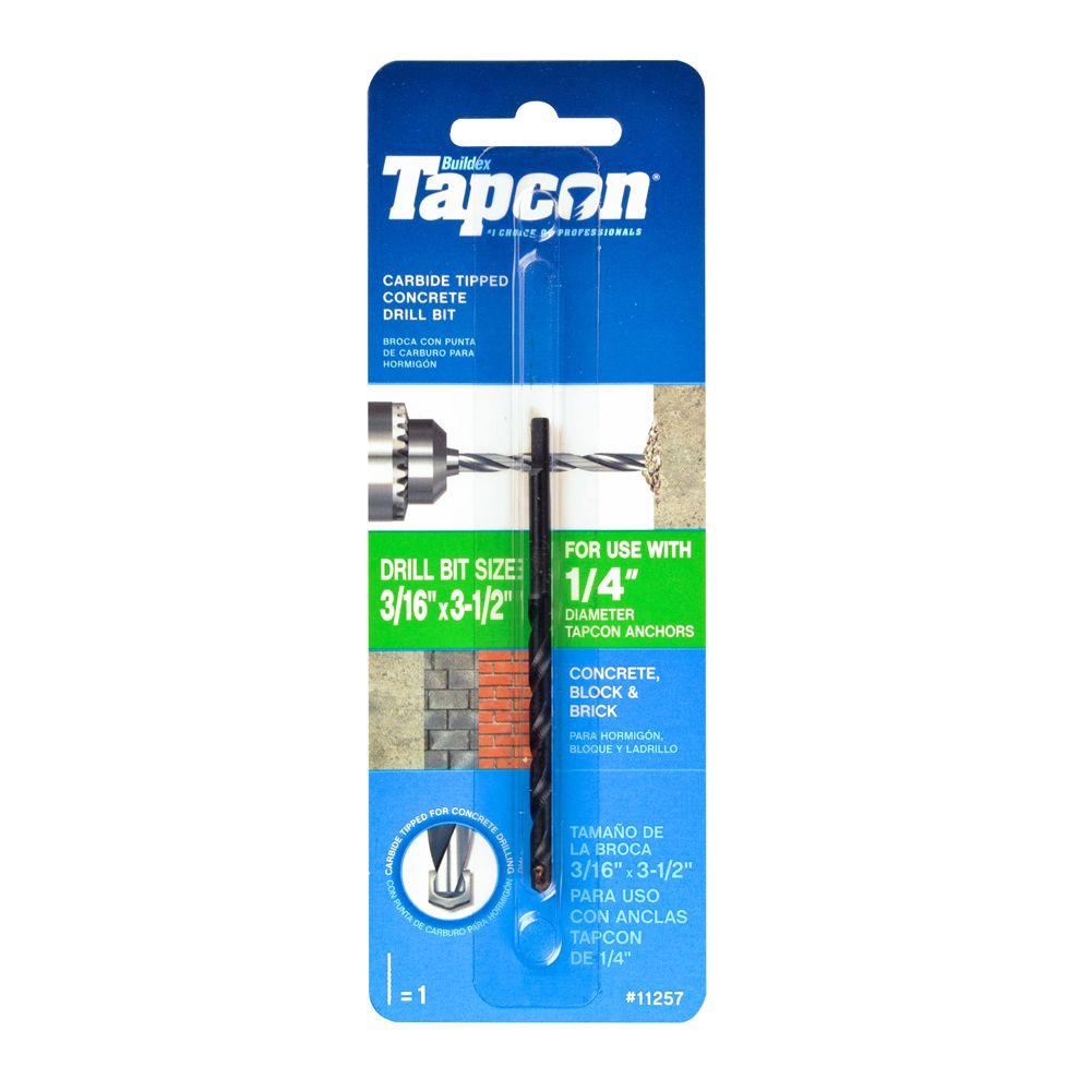Tapcon® 11257 Carbide-Tipped Concrete Drill Bit, 3/16" x 3-1/2"