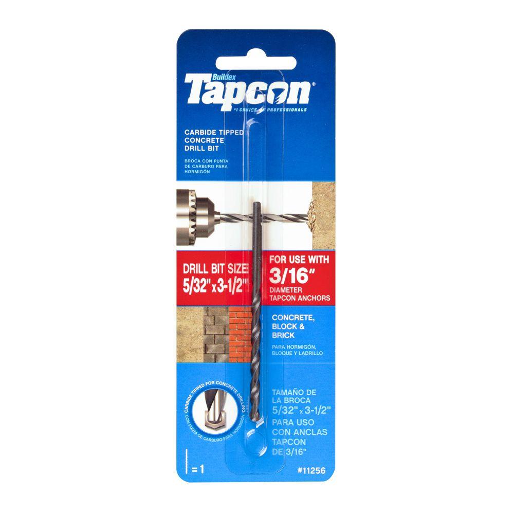 Tapcon® 11256 Carbide-Tipped Concrete Drill Bit, 5/32" x 3-1/2"