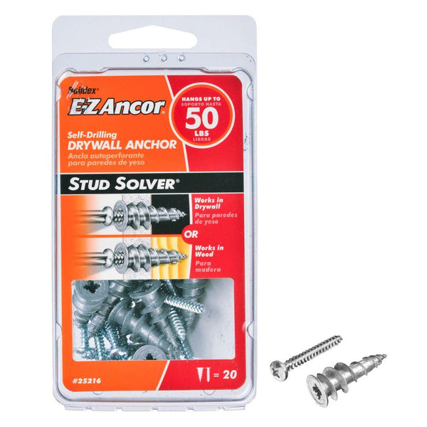 E-Z Ancor 25216 Stud Solver Self-Drilling Drywall Anchors, 20-Count