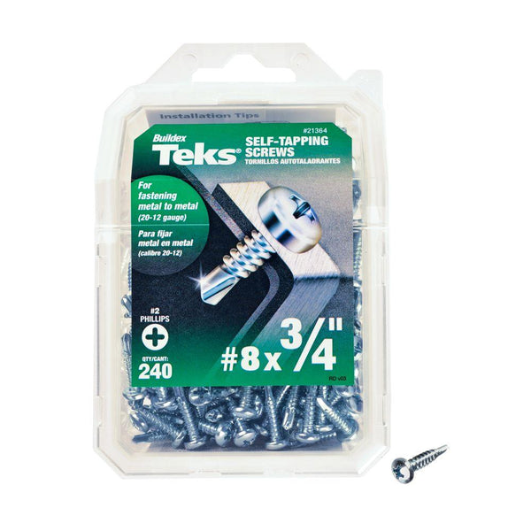 Teks 21364 Self-Tapping Phillips Pan-Head Drill Point Screw, #8x3/4", 240-Count