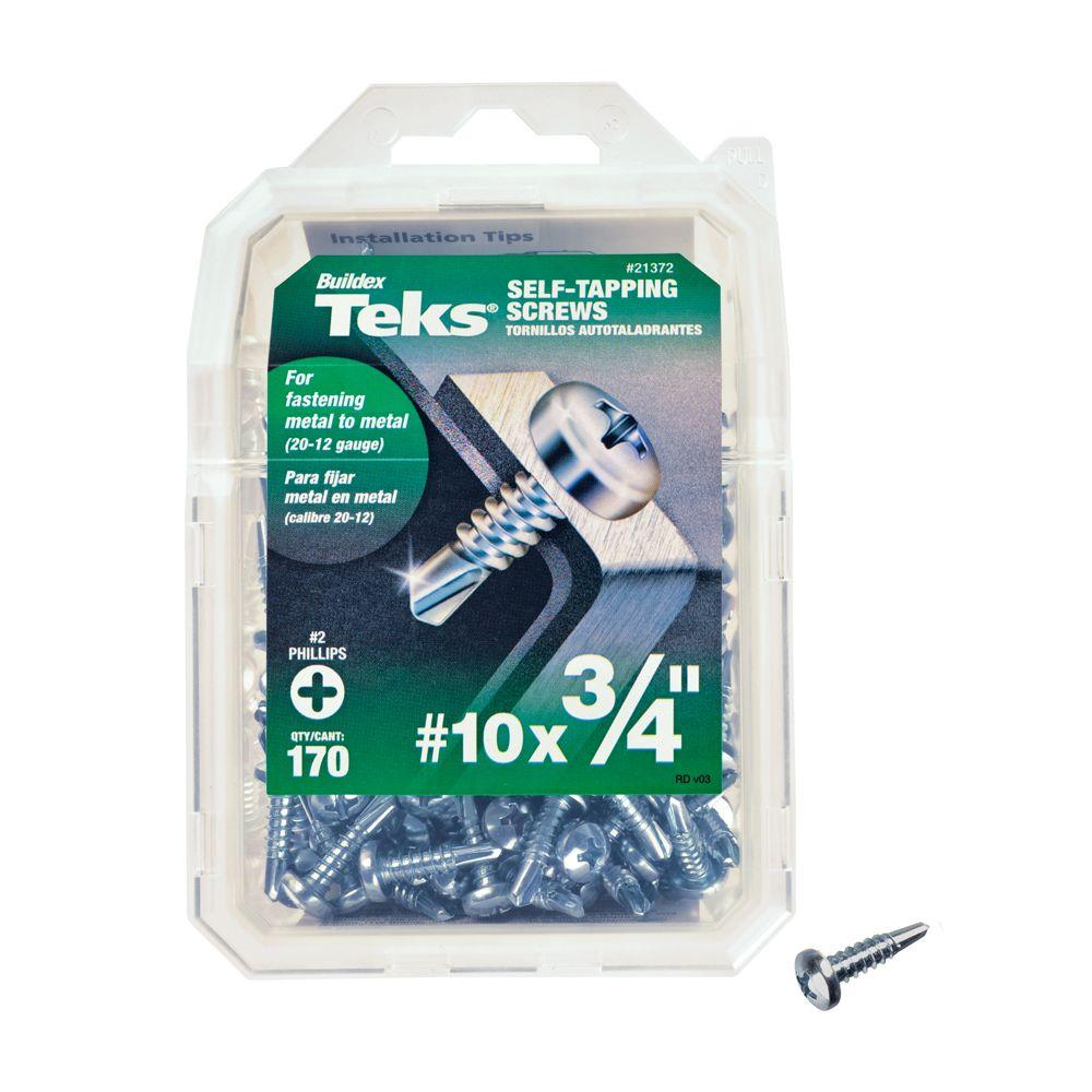 Teks 21372 Self-Tapping Phillips Pan-Head Drill Point Screw, #10 x 3/4", 170-Ct