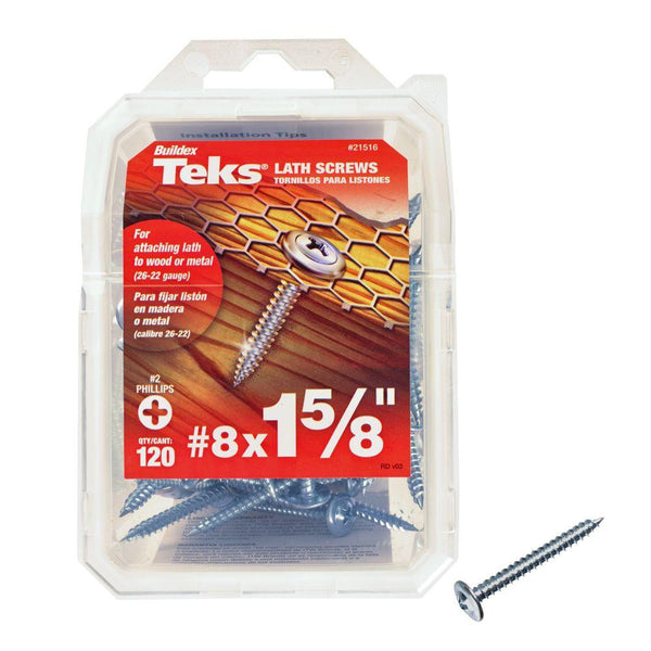 Teks 21516 Truss-Head Phillips Sharp-Point Lath Screws, #8 x 1-5/8", 120-Count