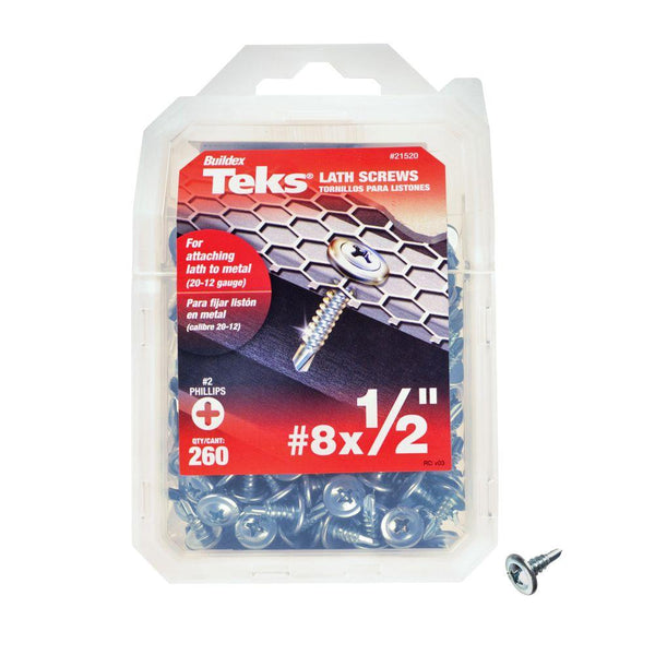 Teks 21520 Truss-Head Phillips Drill-Point Lath Screws, #8 x 1/2", 260-Count