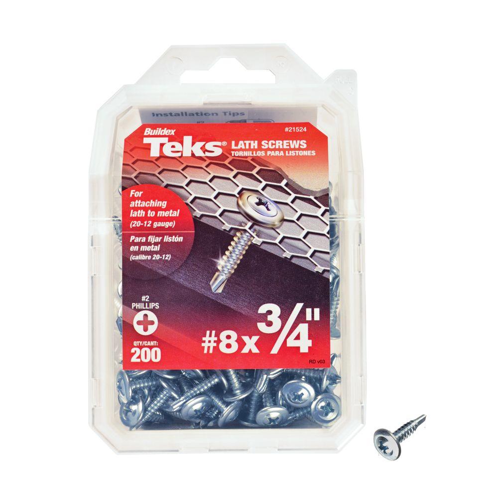 Teks 21524 Truss-Head Phillips Drill-Point Lath Screws, #8 x 3/4", 200-Count