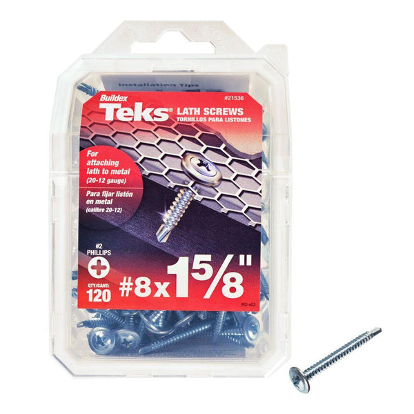 Teks 21536 Truss-Head Phillips Drill-Point Lath Screws, #8 x 1-5/8", 120-Count