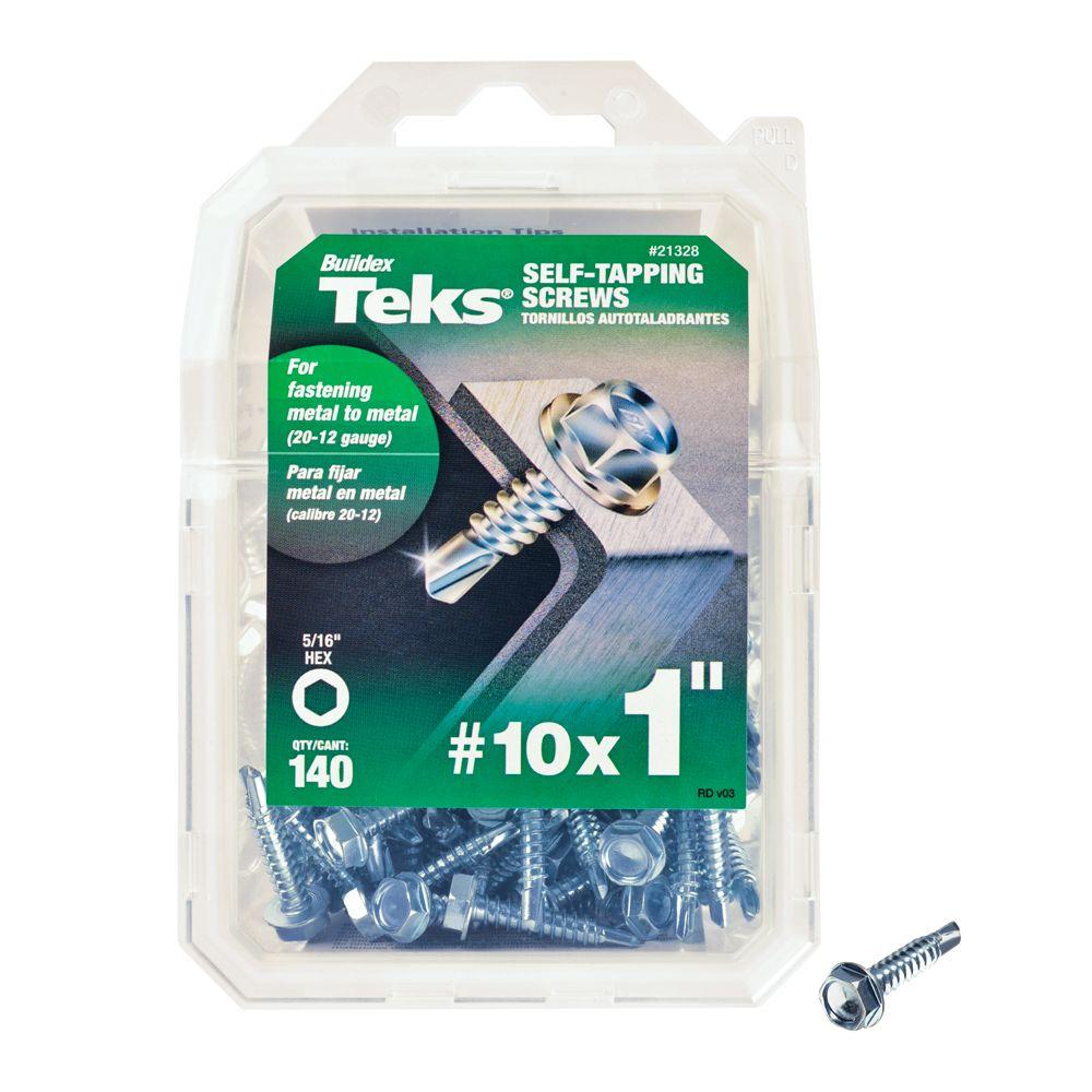 Teks 21328 Self-Tapping Hex-Washer-Head Drill Point Screw, #10 x 1", 140-Count