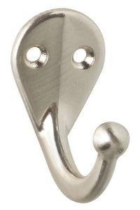 National Hardware N325-506 Single Clothes Hook, Satin Nickel, 2-Pack
