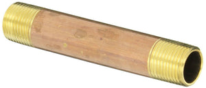 Anderson Metals 38300-0650 Lead Free Pipe Fitting Nipple, Red Brass, 3/8" x 5"