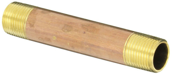 Anderson Metals 38300-0650 Lead Free Pipe Fitting Nipple, Red Brass, 3/8" x 5"