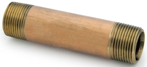 Anderson Metals 38300-0820 Lead Free Pipe Fitting Nipple, Red Brass, 1/2" x 2"