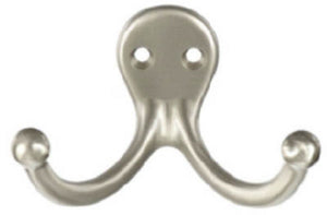 National Hardware® N325-522 Double Die-Cast Clothes Hook, Satin Nickel