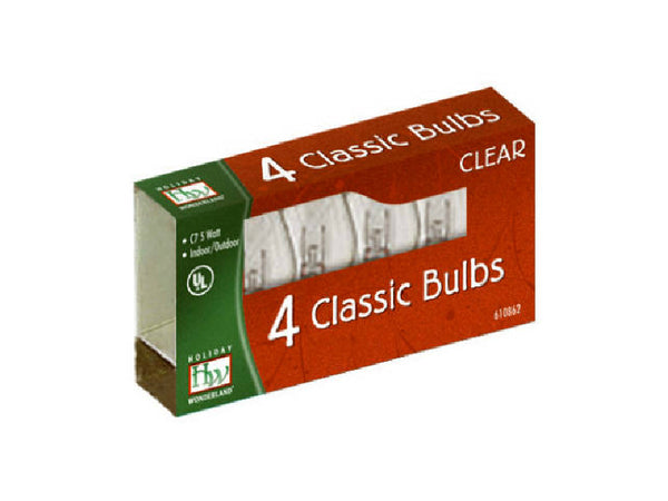 Holiday Wonderland 1074C-88 Candelabra Base C7 Replacement Bulb, Clear