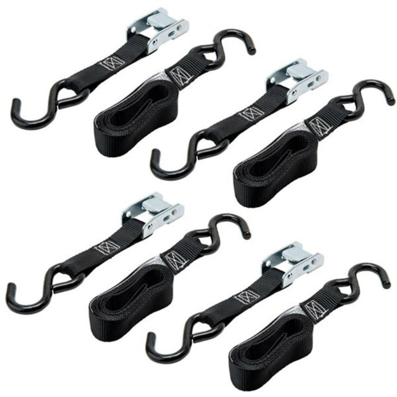 Keeper® 05108-V Cam Buckle Tie-Down with S-Hooks, 6', 4-Pack