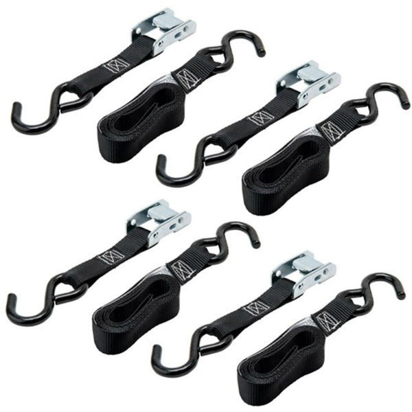 Keeper® 05108-V Cam Buckle Tie-Down with S-Hooks, 6', 4-Pack