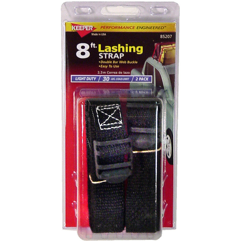 Keeper® 85207 Double Bar Buckle Lashing Strap, 8' x 1", 2-Pack