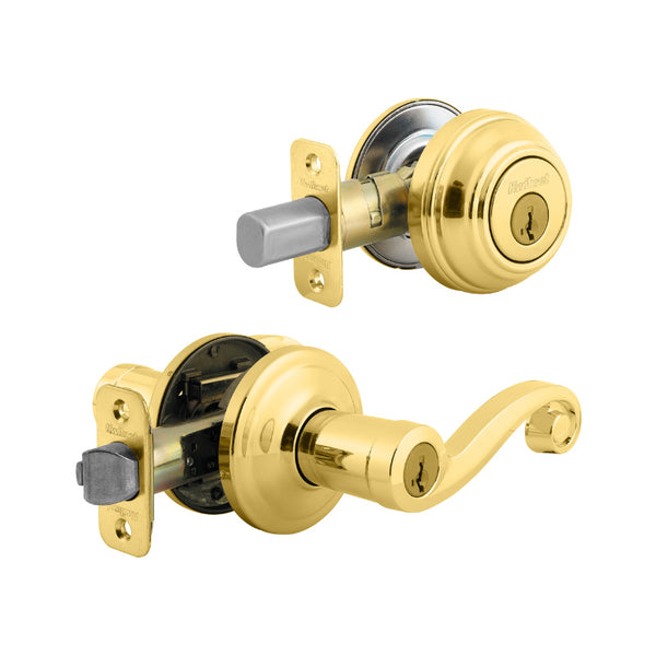 Kwikset 991LL-3-SMT-CP-K4 Lido Universal Entry Lever w/Smart Key Rekeying, Brass