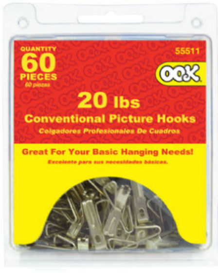 OOK 55511Conventional Picture Hook Value Pack, Zinc Plated, 60-Piece